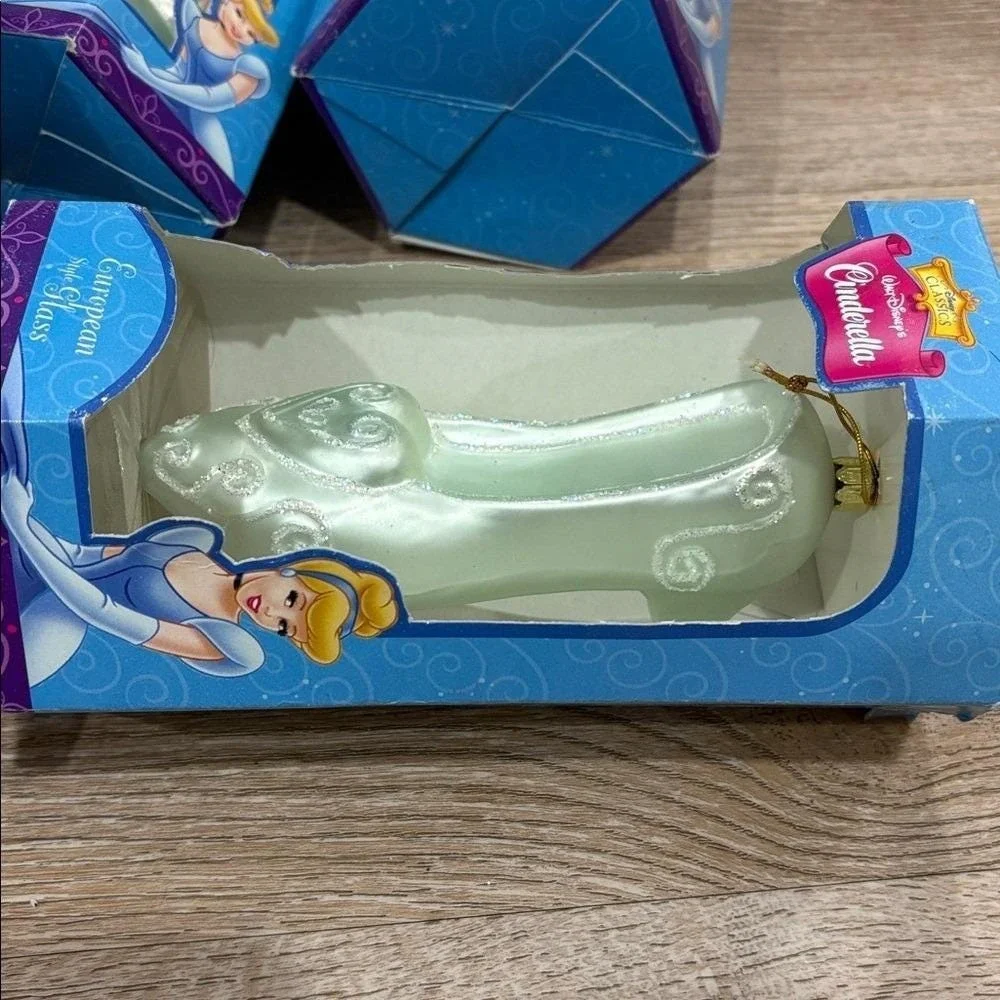 Disney Cinderella European Glass Ornament‎ Set Santa's Best 2000 NIB